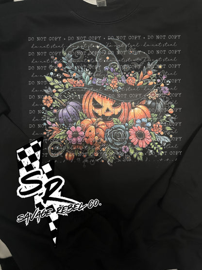 Pumpkin floral witch sweatshirt