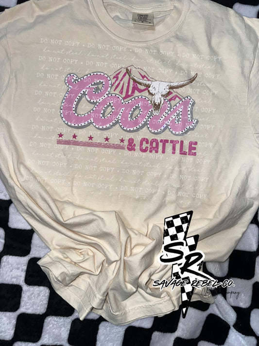 Coors and Cattle bling t.shirt - country t.shirt with bling - comfort color t.shirt