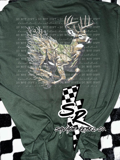 Camo Deer t.shirt - Mens T.shirt - Mens hunting t.shirt - Mens camo everyday t.shirt