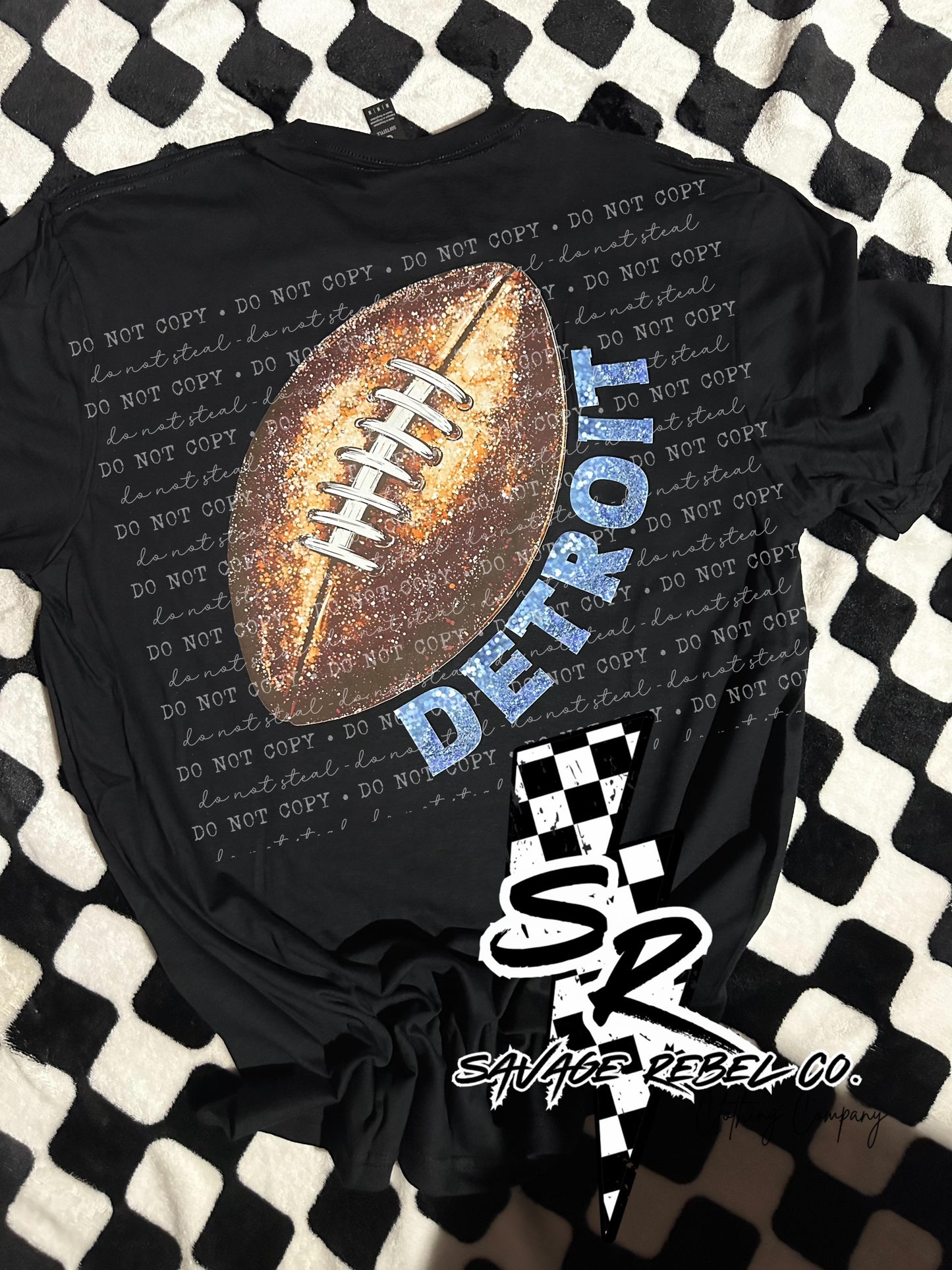 Women's Glitter Detroit Lions Football t.shirt - Glitter Football t.shirt