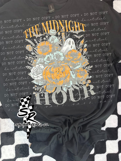 THE MIDNIGHT HOUR- HALLOWEEN T SHIRT - WOMENS HALLOWEEN T.SHIRT