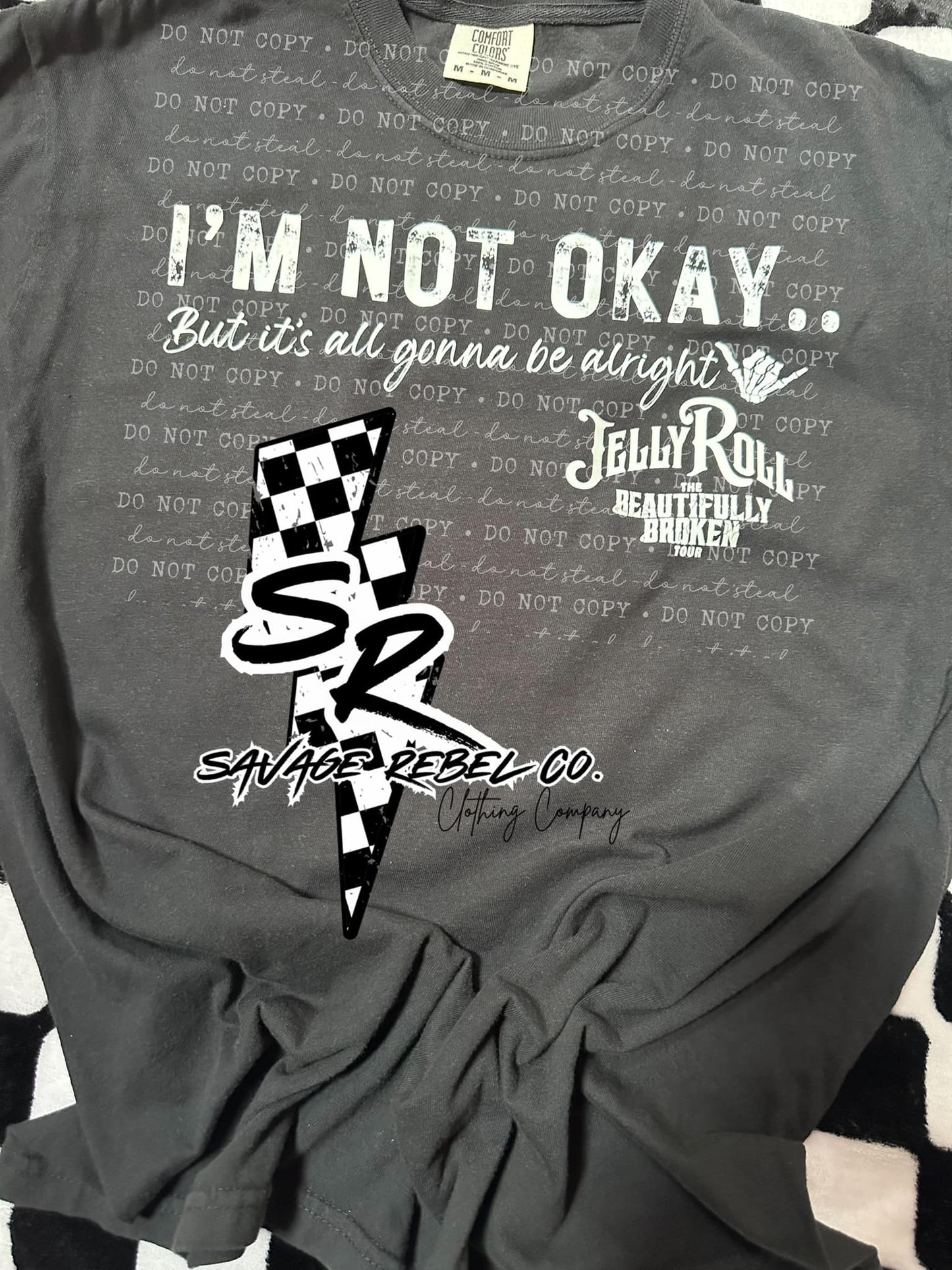 Jelly Roll T.shirt - I'm not okay but it's all gonna be alright- Comfort Color T.shirt