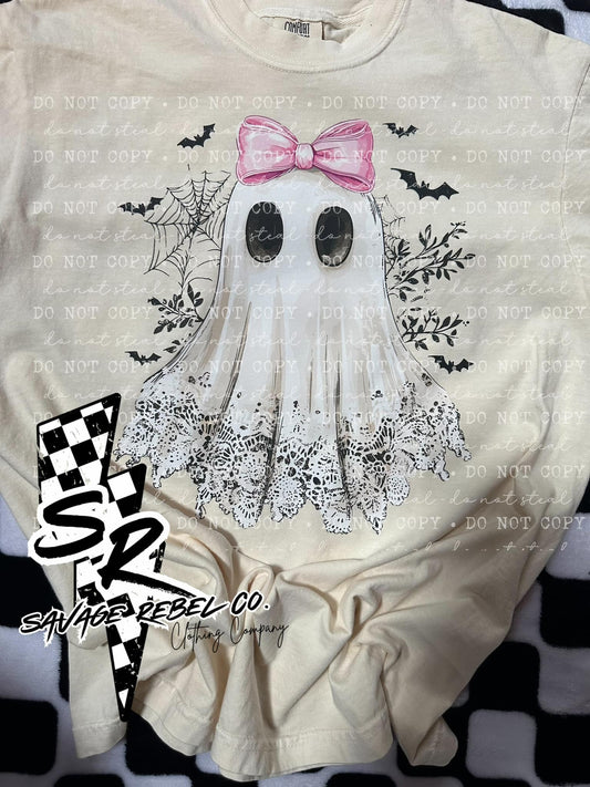 Lace Ghost T.shirt - Comfort Color Halloween Ghost - Halloween Lace Ghost Shirt