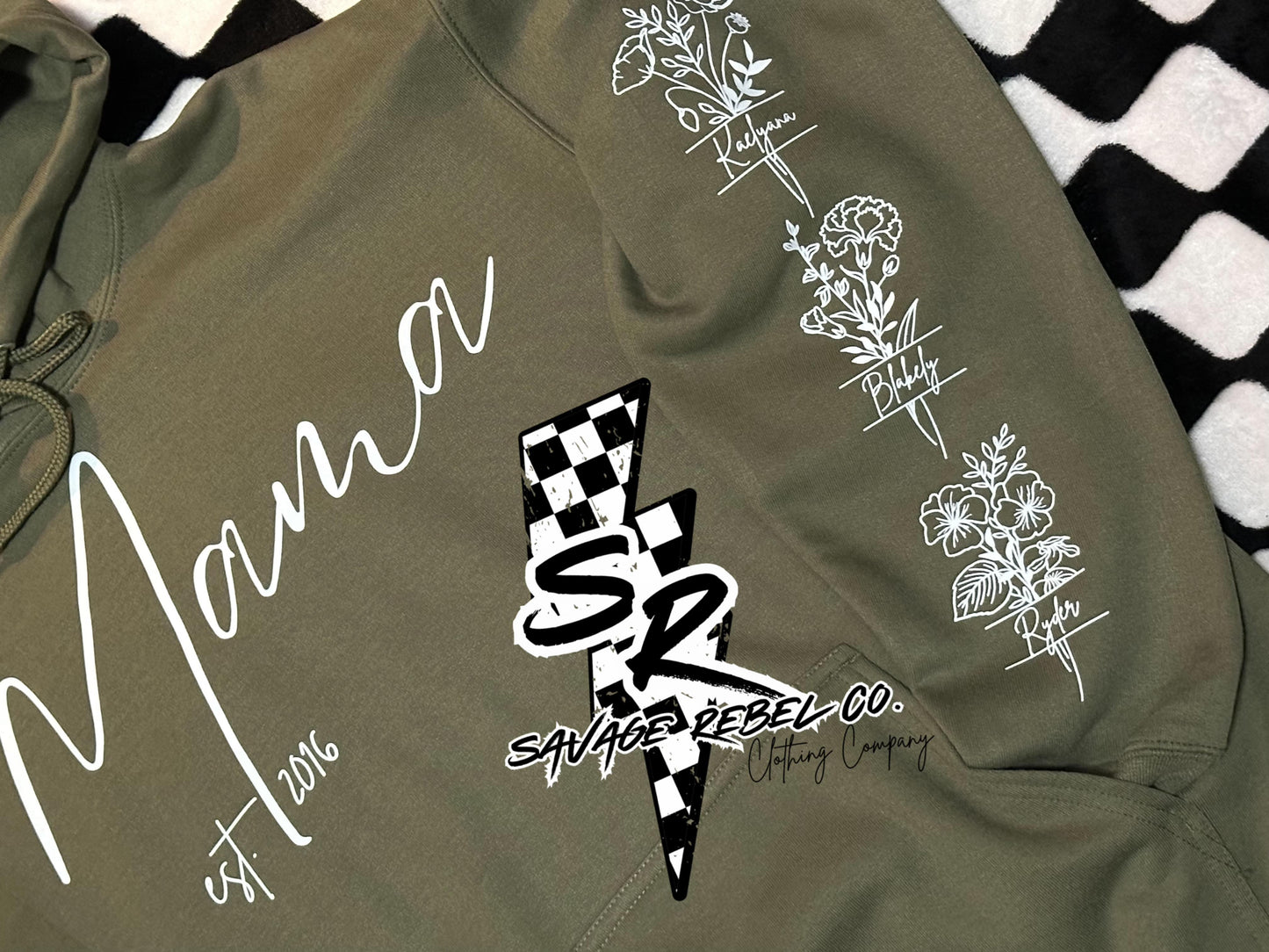 Customizable Name Hoodie/Crew - Birth Month Flowers