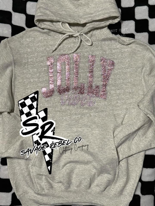 BLING Rhinestone Joly Vibes Hoodie - Christmas Hoodie - Jolly Christmas Hoodie- Bling Christmas Hoodie (Copy)