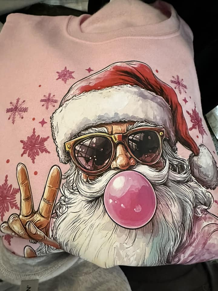 Retro Santa Sweatshirt - Pink Christmas Sweatshirt - Christmas Sweatshirt