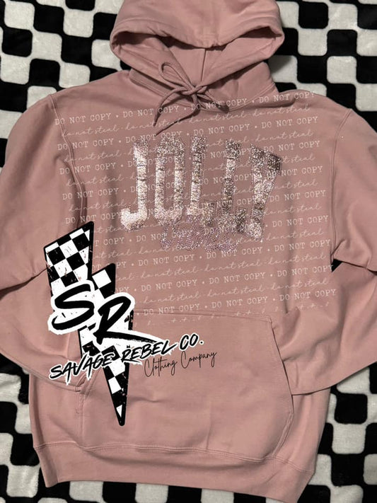 BLING Rhinestone Joly Vibes Hoodie - Christmas Hoodie - Jolly Christmas Hoodie- Bling Christmas Hoodie