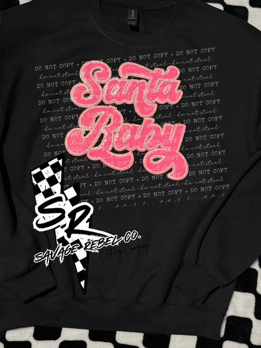 Sequin Santa Baby Sweatshirt - Pink Christmas - Christmas Sweatshirt