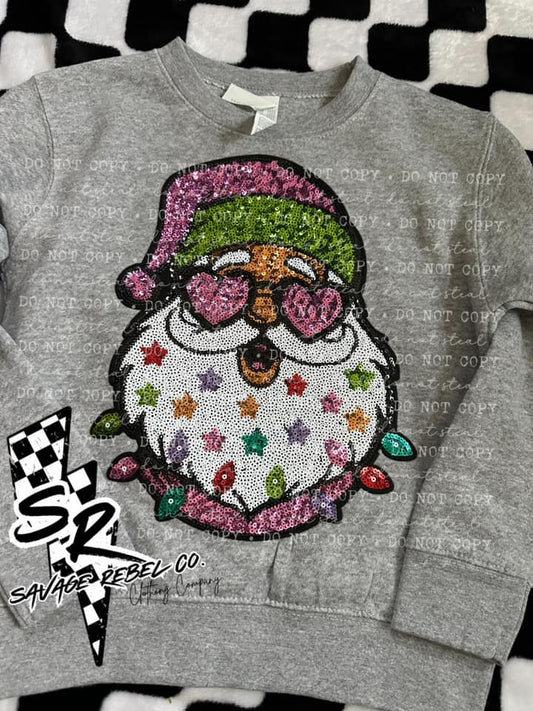 Kids Sequin Santa Sweatshirt - Christmas Sweatshirt