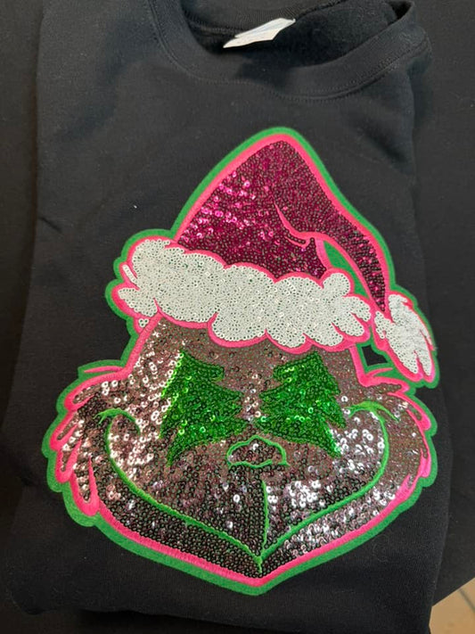 Sequin Green Guy Sweatshirt - Christmas Sweatshirt