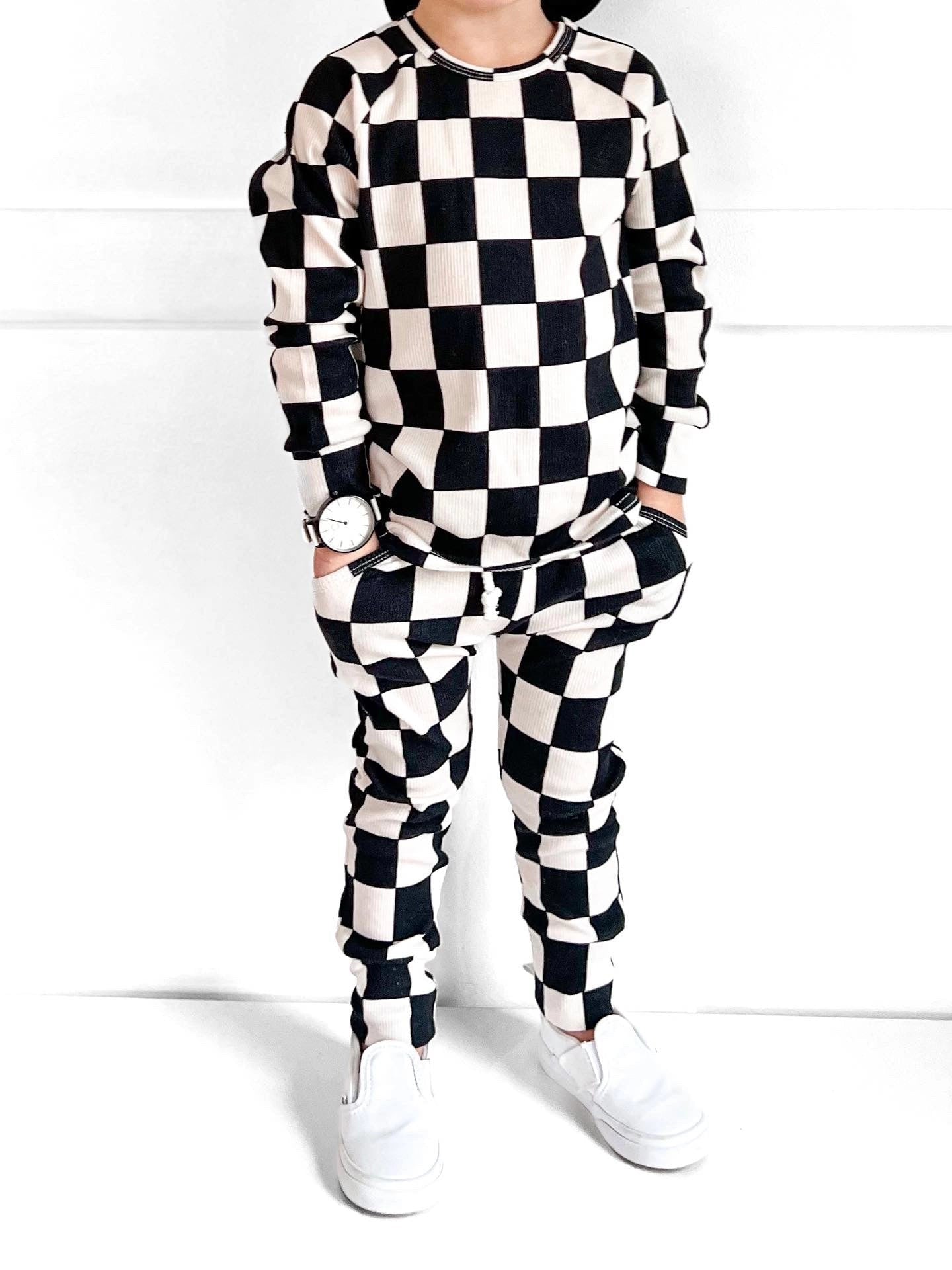 Checkered Organic Ribbed Set